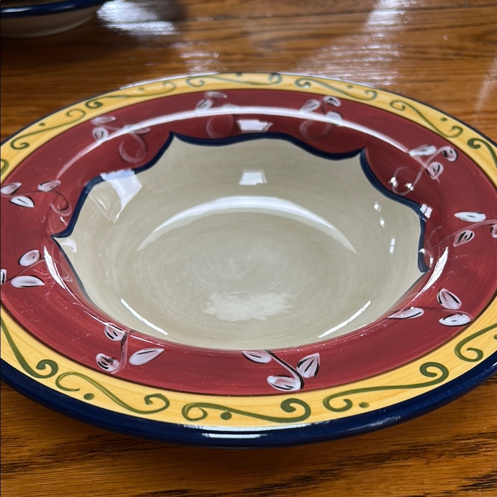 Pier 1 earthenware soup, pasta bowl. Vallarta pattern in 10.5” hand painted bowl